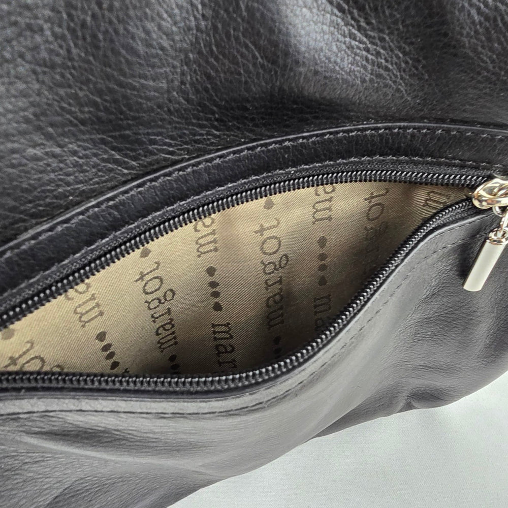 Margot Black Leather Crossbody Purse
