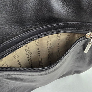 Margot Black Leather Crossbody Purse