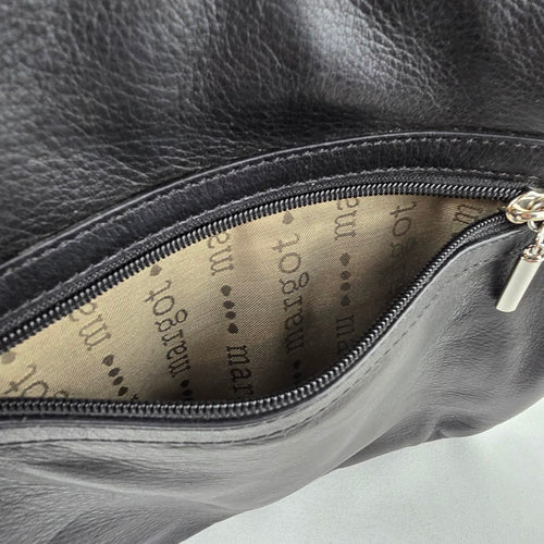 Margot Black Leather Crossbody Purse