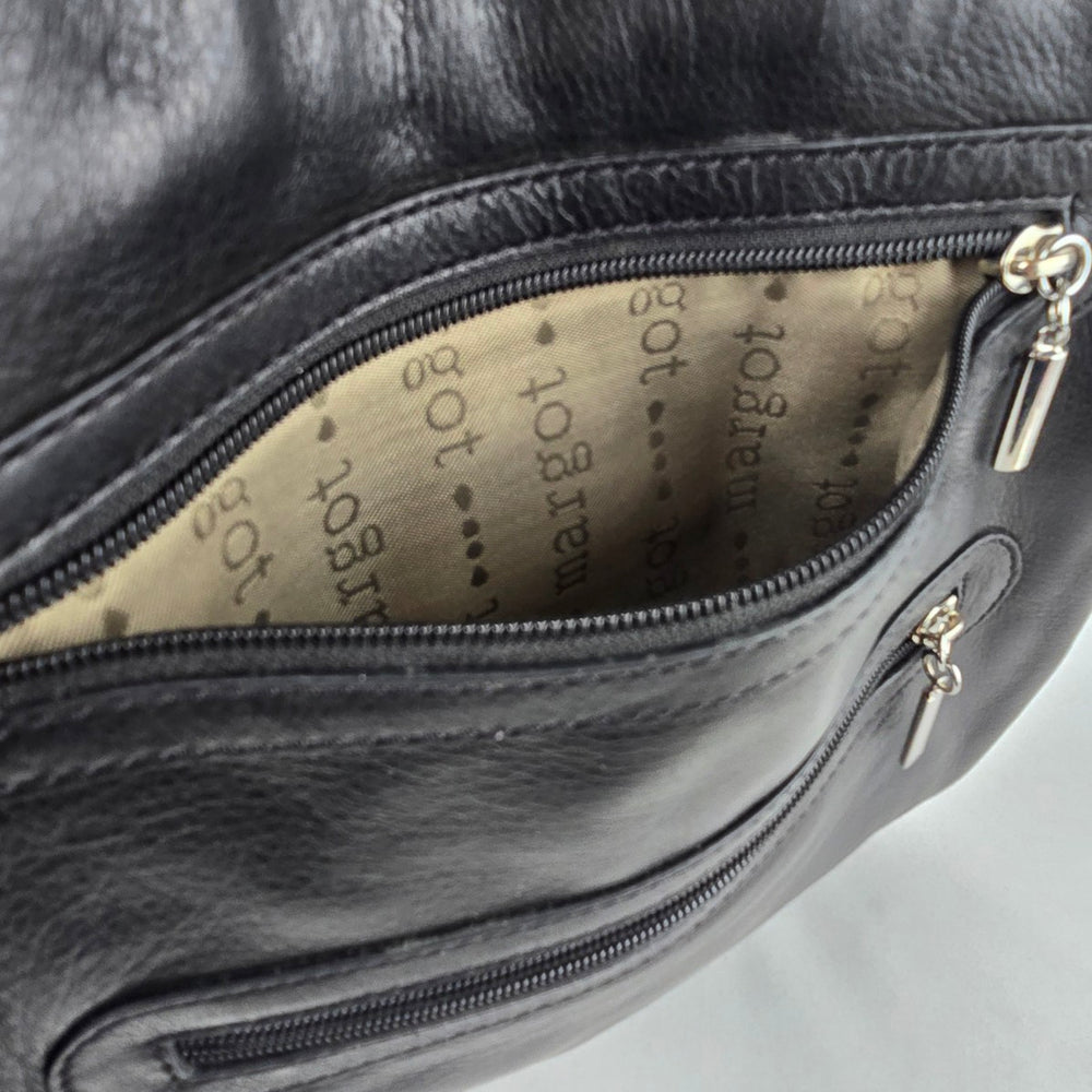 Margot Black Leather Crossbody Purse