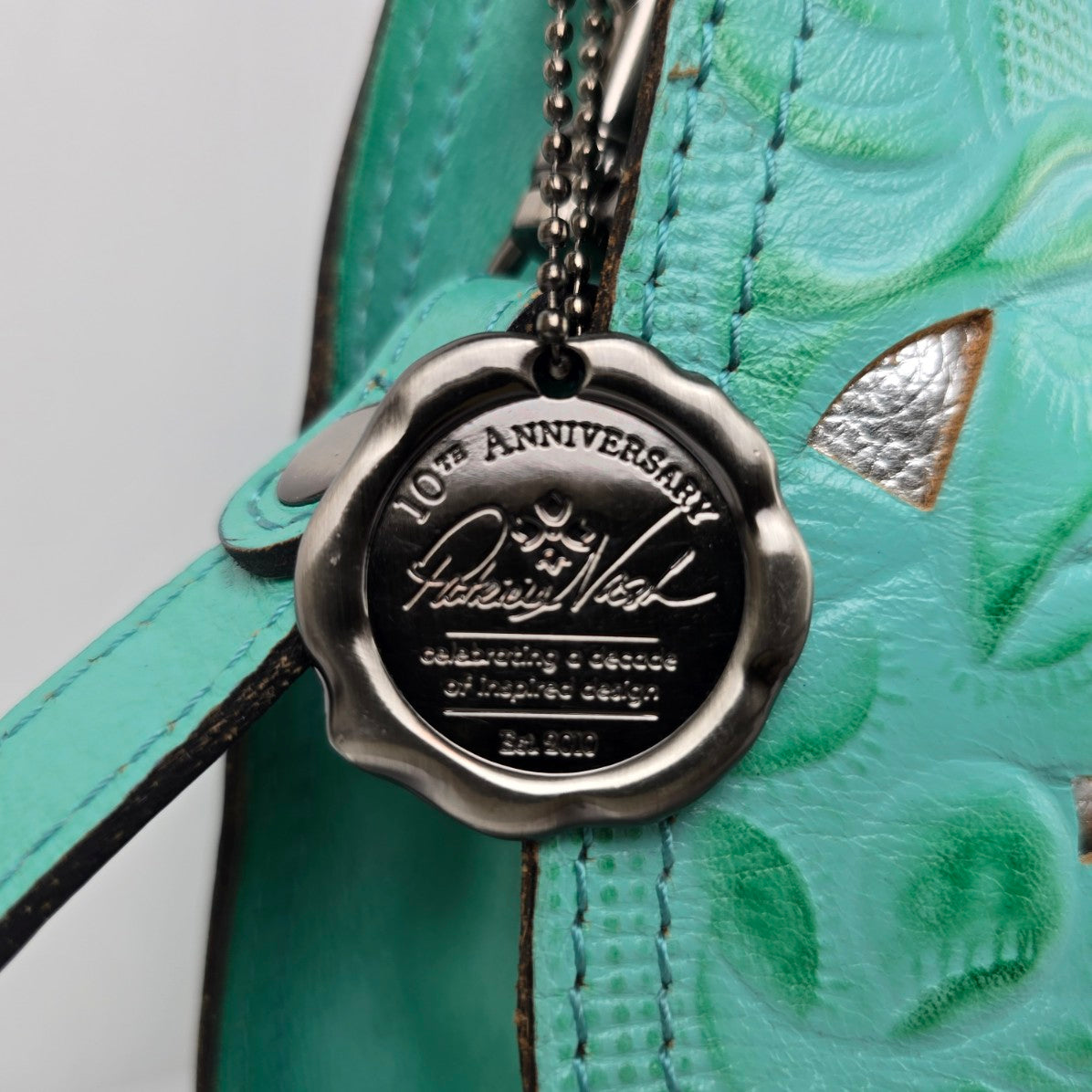 Patricia Nash Turquoise Leather Aria Western Double Ring Shopper Purse