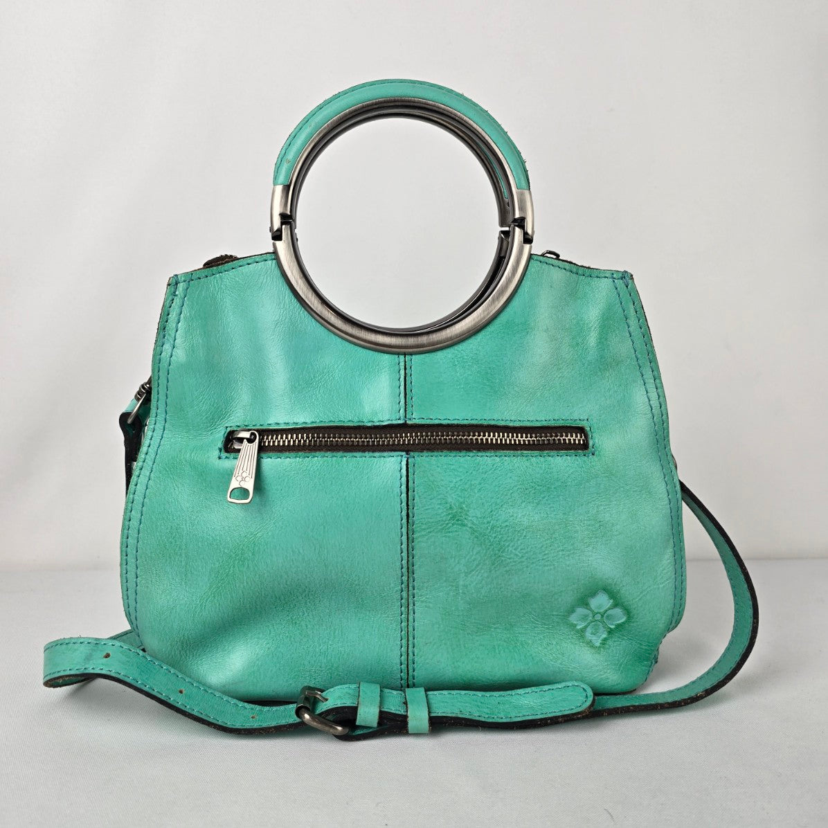 Patricia Nash Turquoise Leather Aria Western Double Ring Shopper Purse