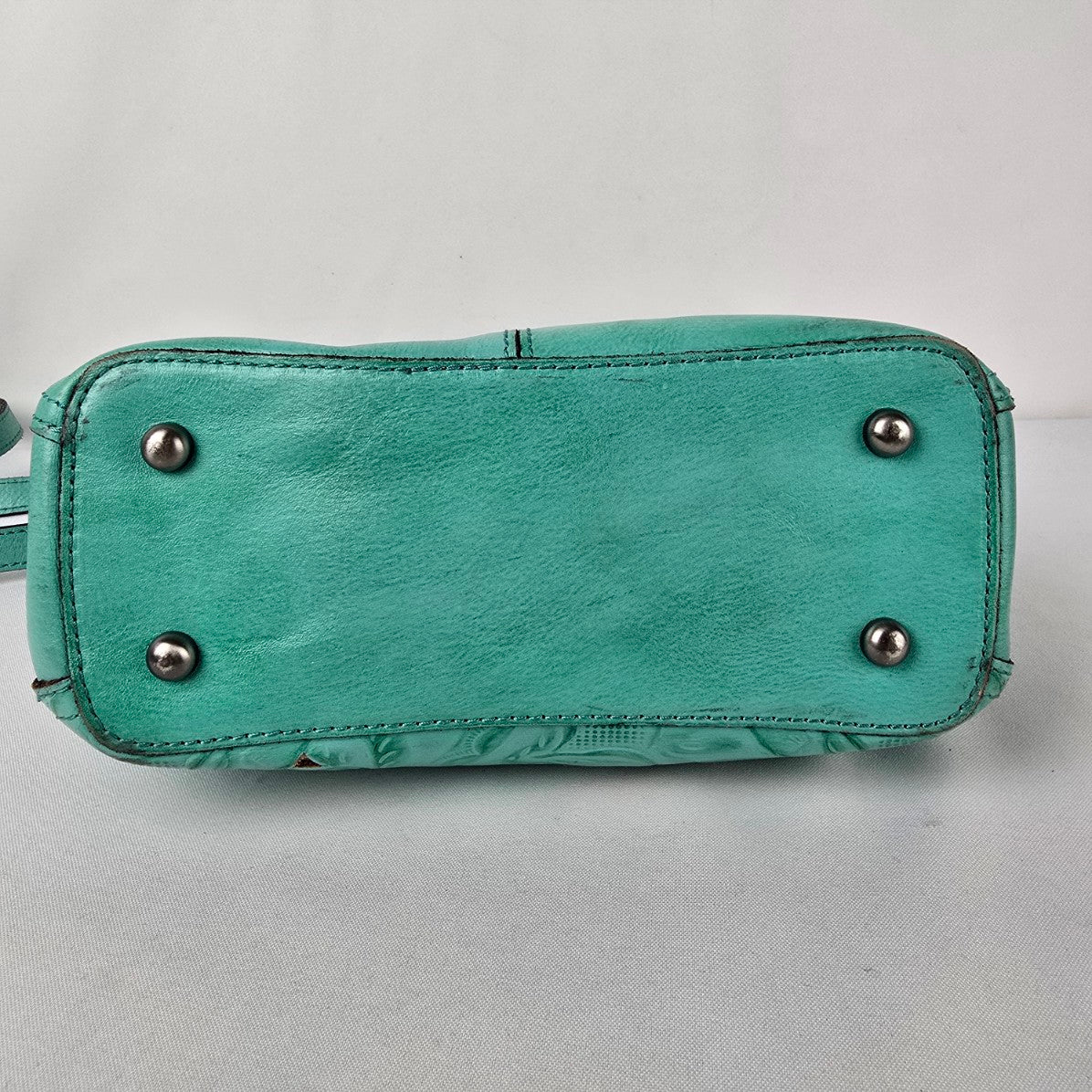 Patricia Nash Turquoise Leather Aria Western Double Ring Shopper Purse