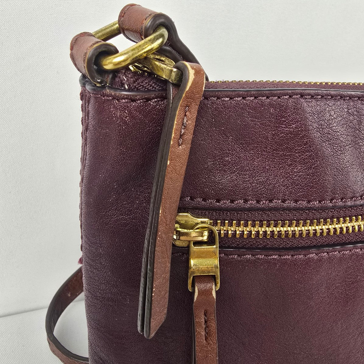 Fossil Burgundy Leather Crossbody Purse