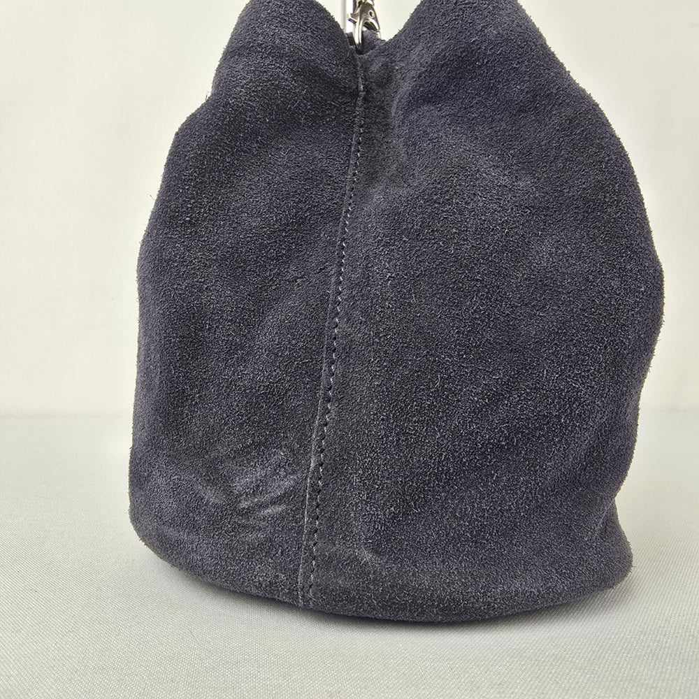 Grey Suede Wristlet Clutch Purse