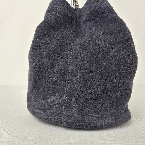 Grey Suede Wristlet Clutch Purse