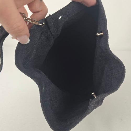 Grey Suede Wristlet Clutch Purse