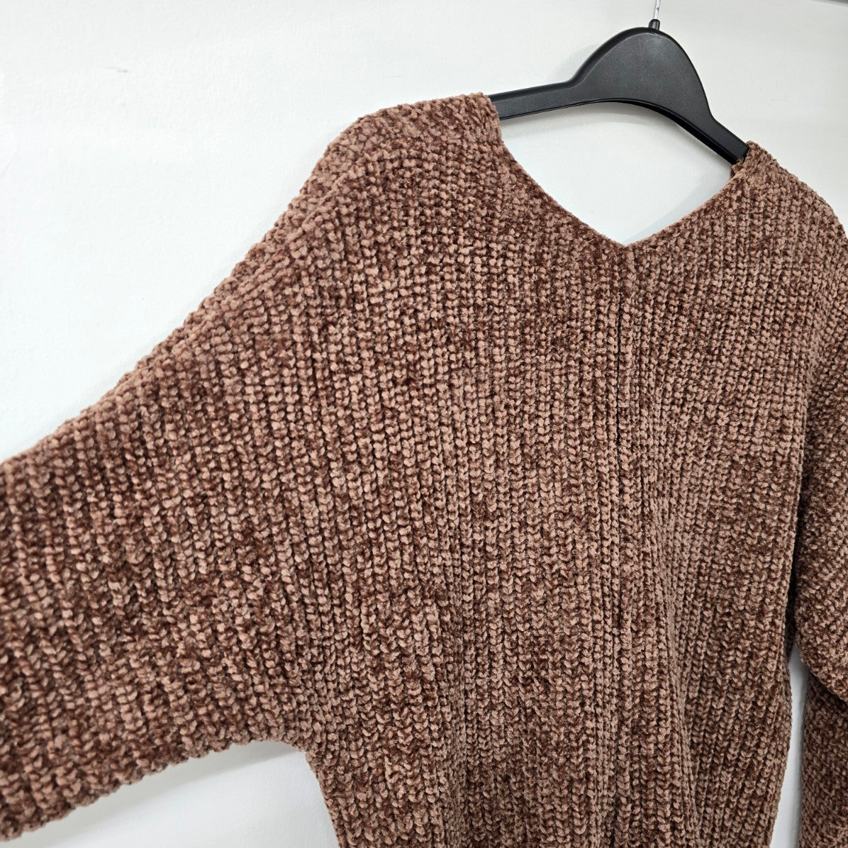 Pink Rose Brown Chenille Cropped Knit Sweater Size XS