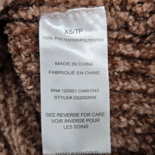 Pink Rose Brown Chenille Cropped Knit Sweater Size XS