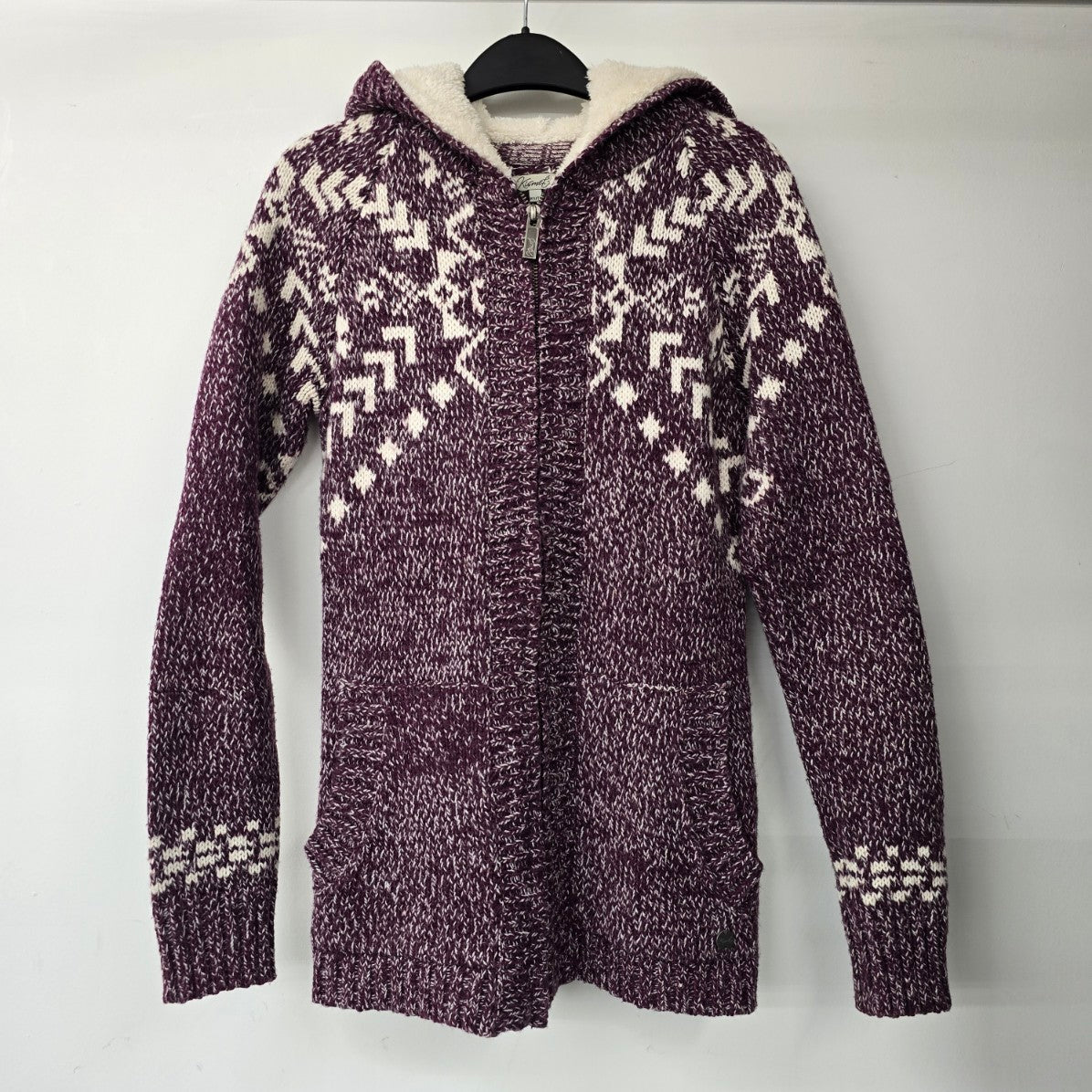 Kismet Purple Knit Zip Up Hooded Jacket Size XS