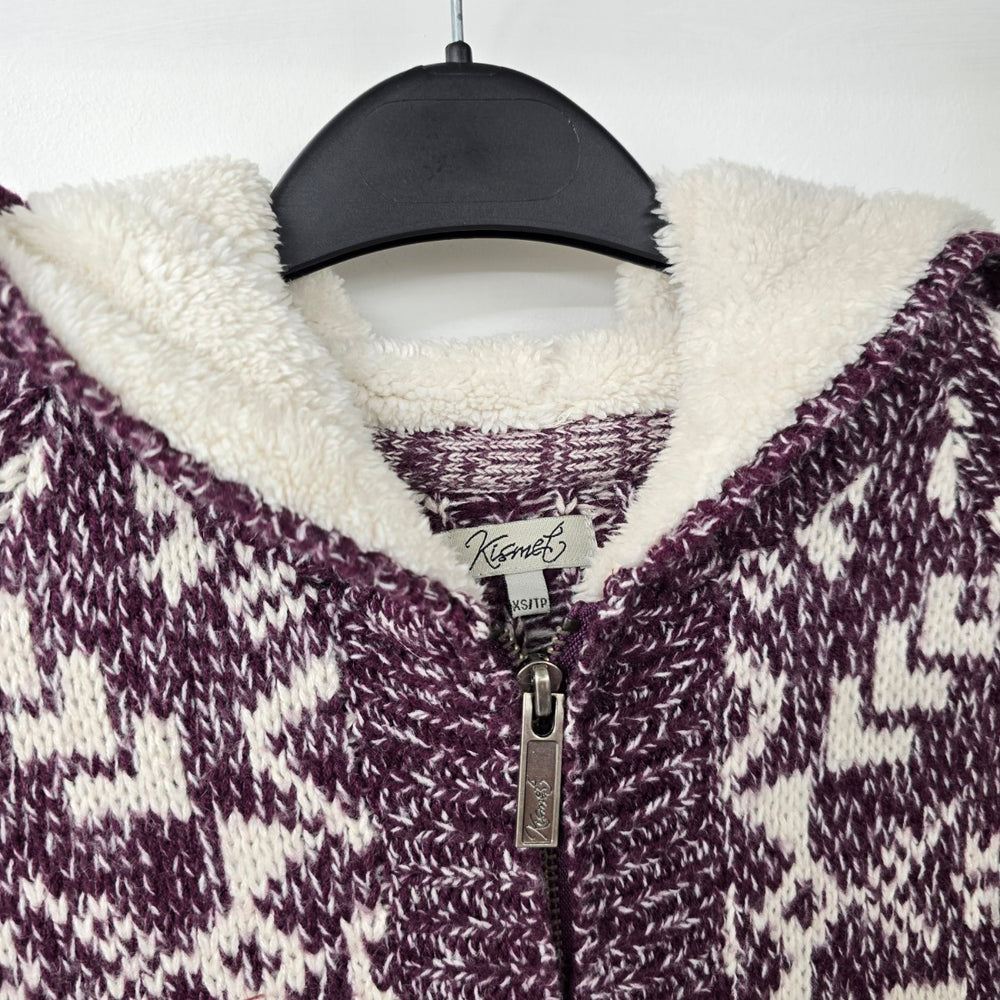 Kismet Purple Knit Zip Up Hooded Jacket Size XS
