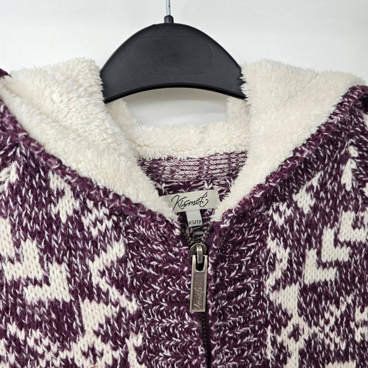 Kismet Purple Knit Zip Up Hooded Jacket Size XS