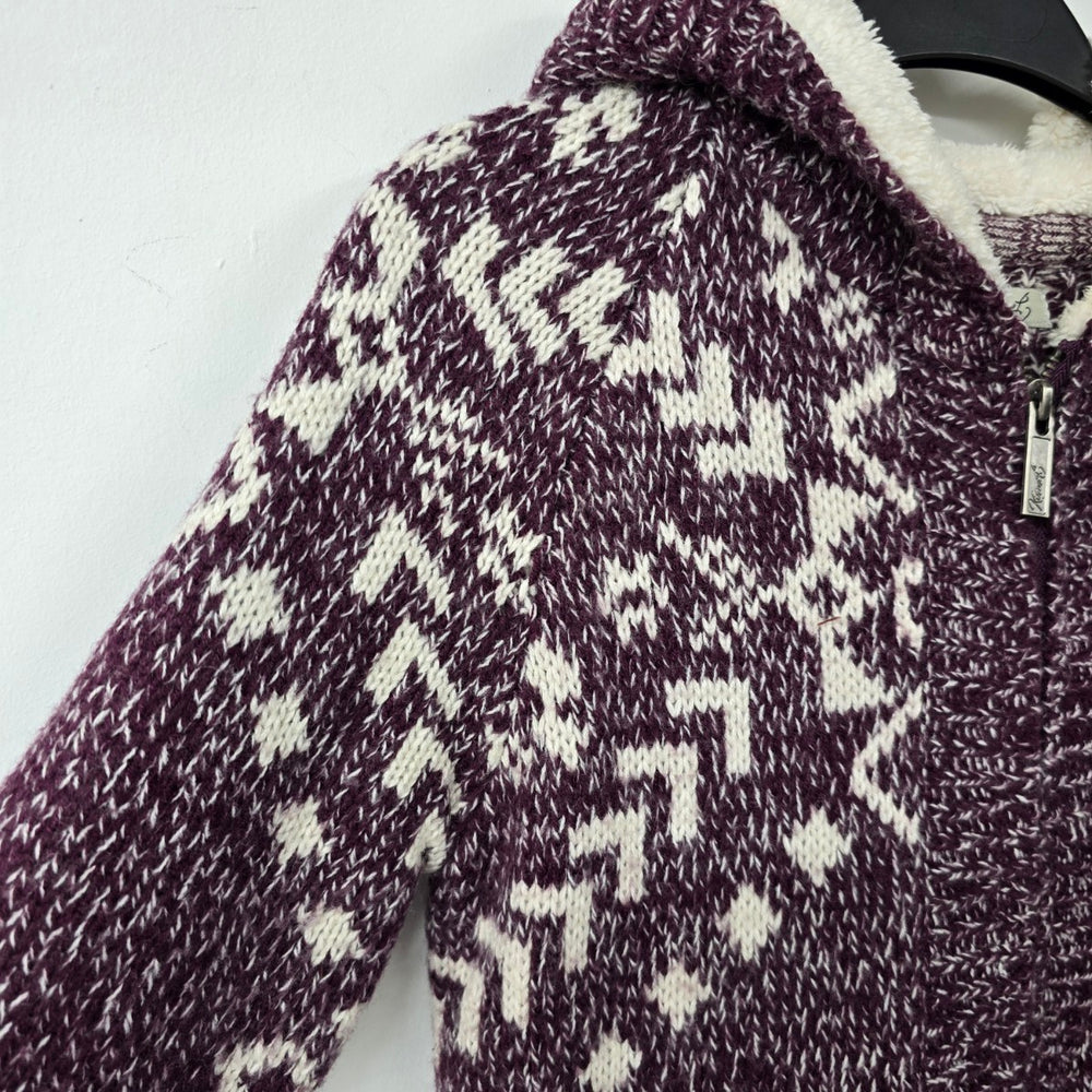 Kismet Purple Knit Zip Up Hooded Jacket Size XS