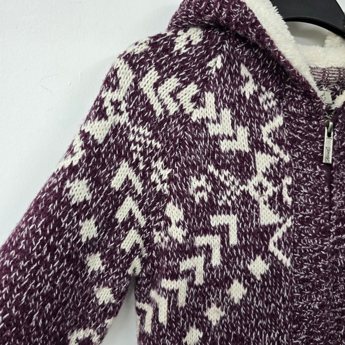 Kismet Purple Knit Zip Up Hooded Jacket Size XS