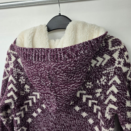 Kismet Purple Knit Zip Up Hooded Jacket Size XS