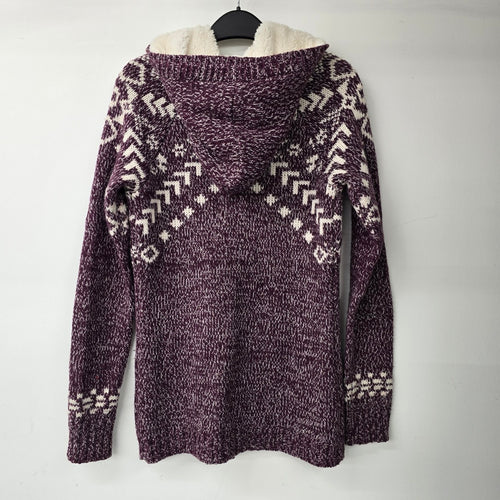 Kismet Purple Knit Zip Up Hooded Jacket Size XS