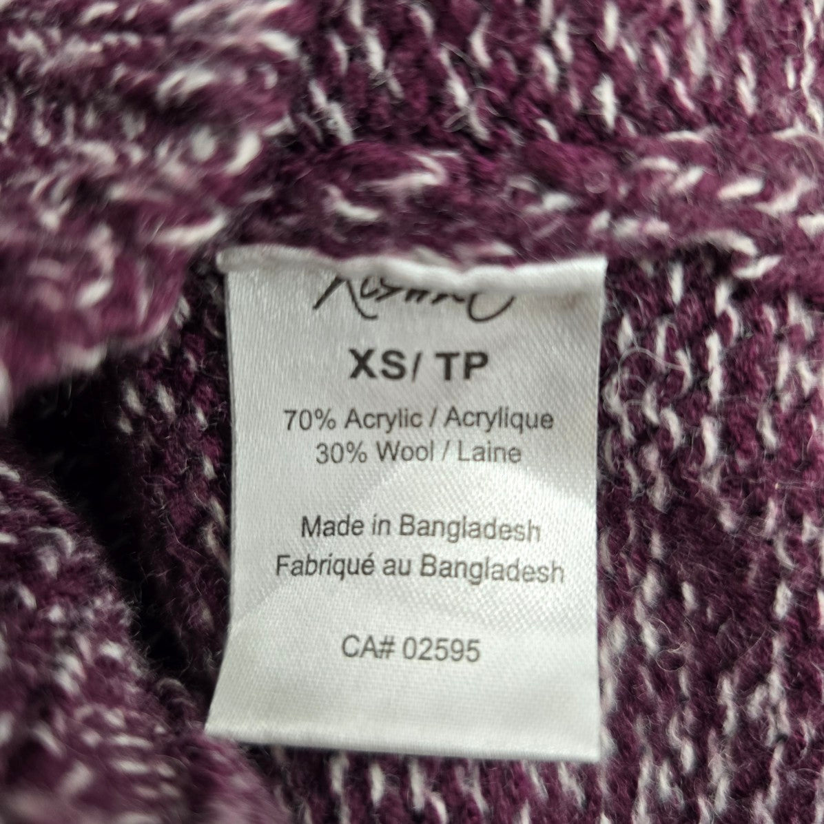 Kismet Purple Knit Zip Up Hooded Jacket Size XS