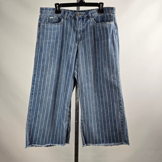 FDJ Olivia Wide Leg Cropped Striped Denim Size 14