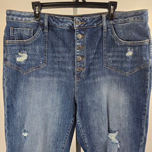 Risen Medium Wash Distressed Slim Leg Jeans Size 3XL