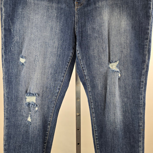 Risen Medium Wash Distressed Slim Leg Jeans Size 3XL