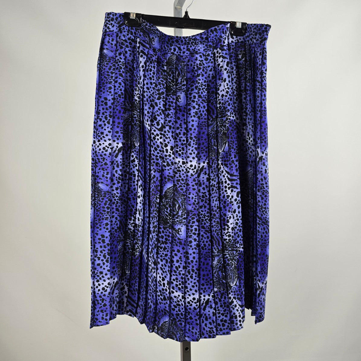 Vintage Purple Leopard Print Pleated Midi Skirt Size 9/10