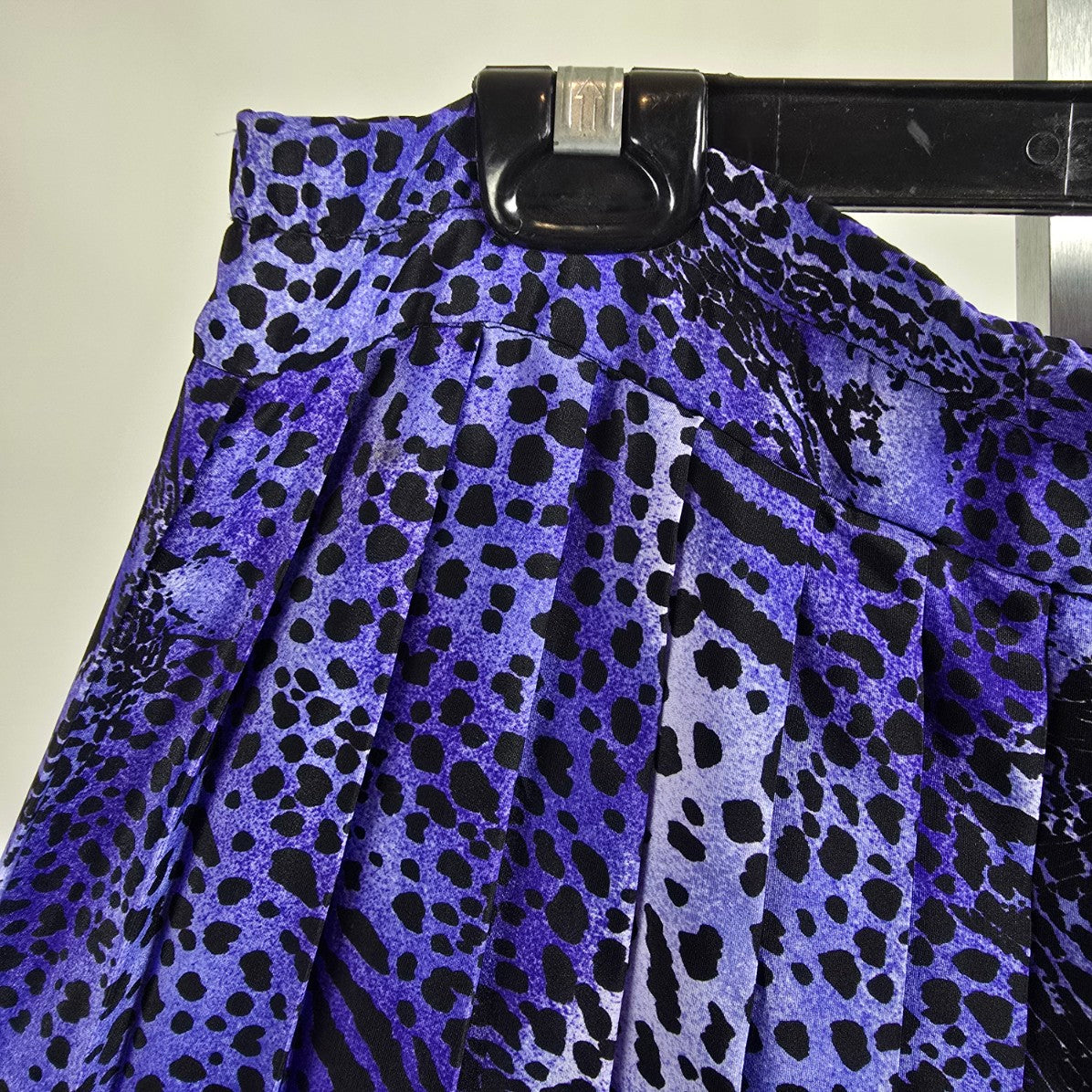 Vintage Purple Leopard Print Pleated Midi Skirt Size 9/10