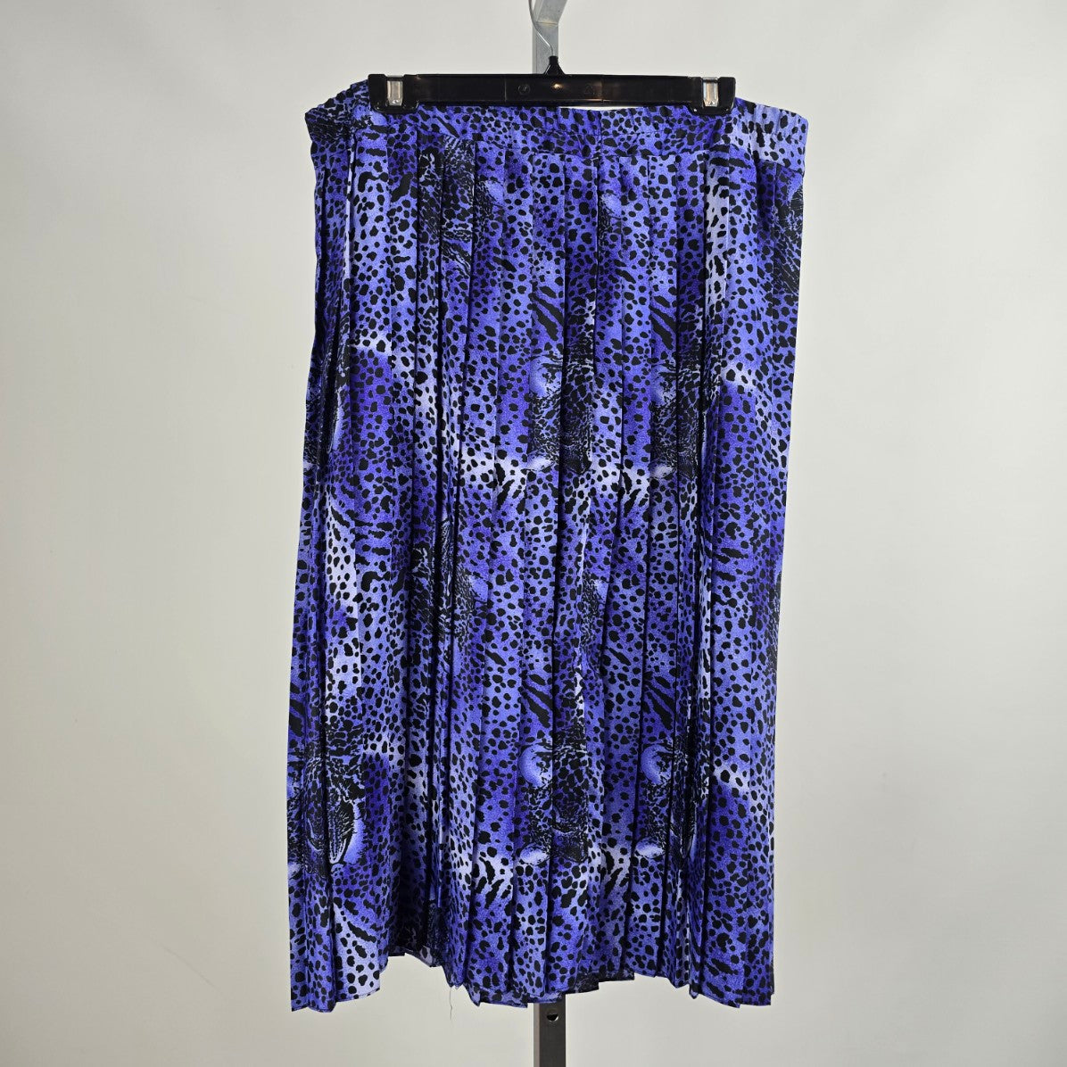 Vintage Purple Leopard Print Pleated Midi Skirt Size 9/10