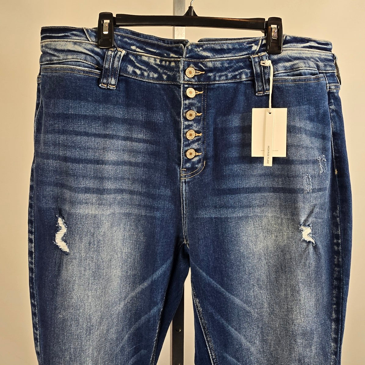 KanCan High Rise Distressed Flare Denim Jeans Size 20