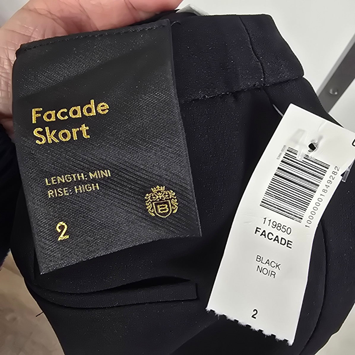 Babaton Facade Skort Black Mini Skirt Shorts Size 2