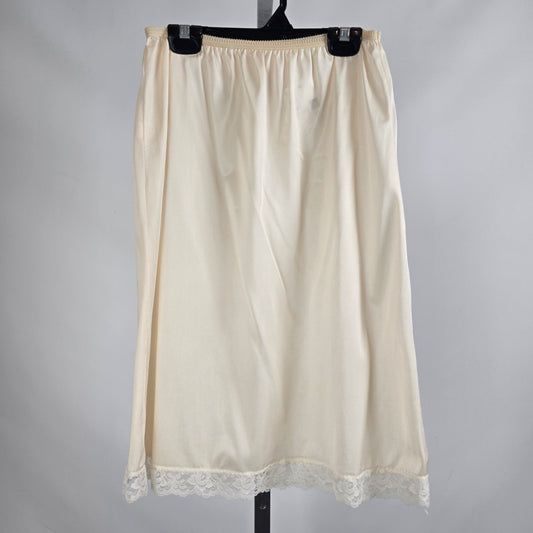 Vintage Georgina Lingerie Nude Lace Trim Midi Slip Skirt Size M