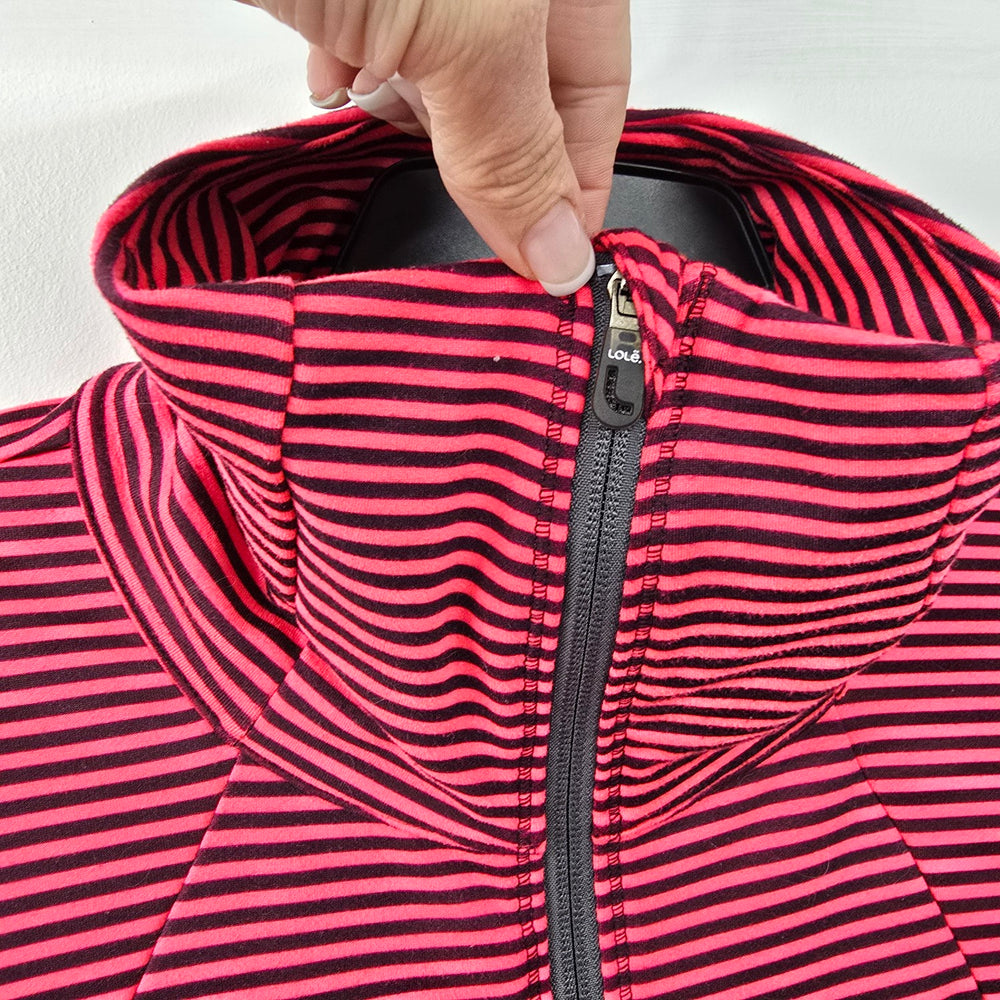 Lole Red Stripped Zip Up Athletic Jacket Size XL