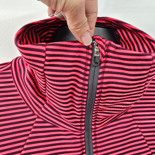 Lole Red Stripped Zip Up Athletic Jacket Size XL