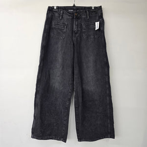 Old Navy Drapey Denim High Rise Wide Leg Cropped Black Jeans Size 4P