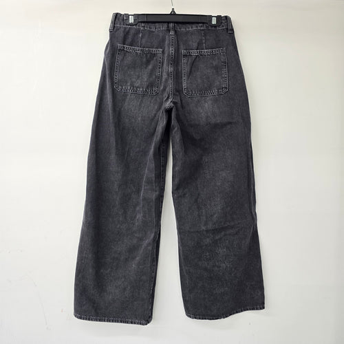 Old Navy Drapey Denim High Rise Wide Leg Cropped Black Jeans Size 4P