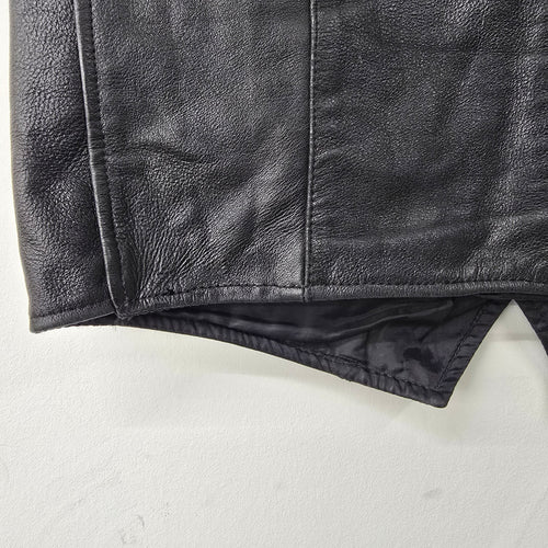 Vintage Challenge Black Leather Snap Front Biker Vest Size S