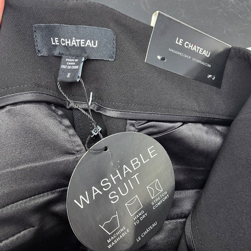 Le Chateau Black Modern Fit Wide Leg Washable Suit Pants Size 8