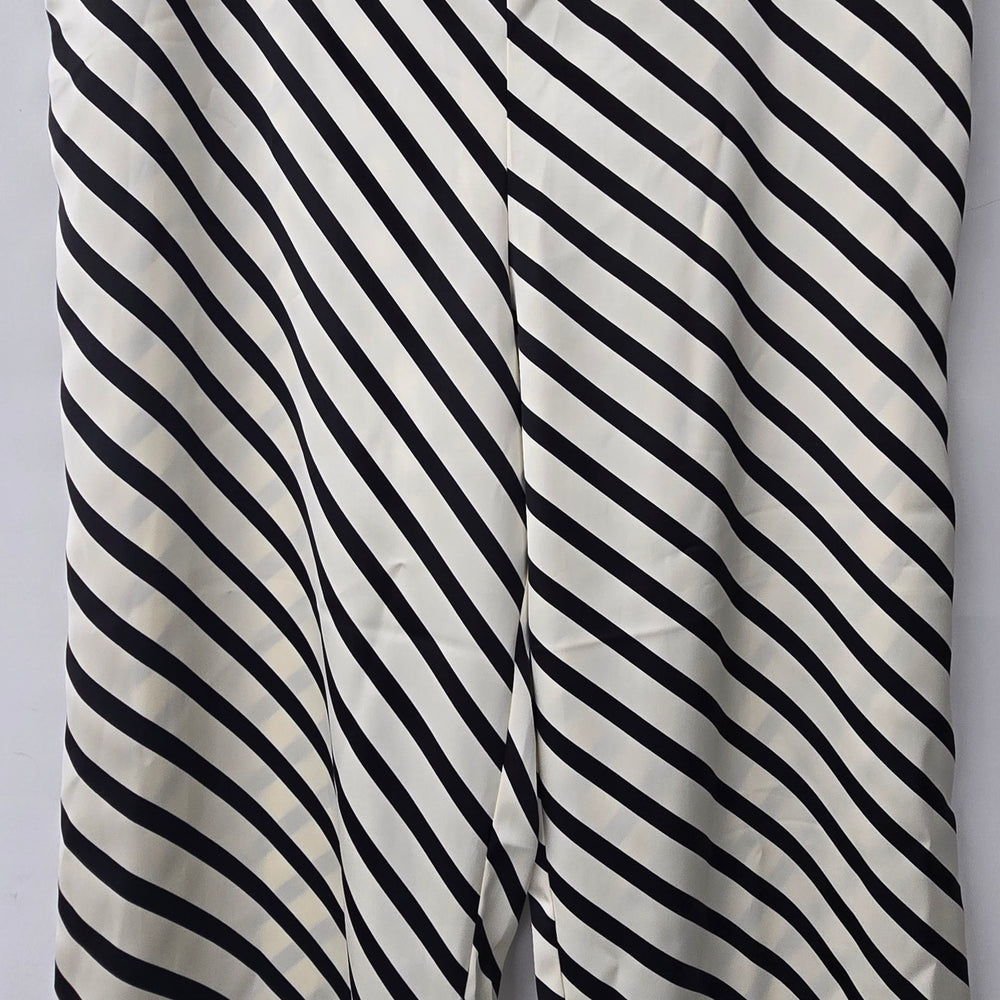 Maison d'Amelie Black & White Striped Silky Wide Leg Pants Size 3X