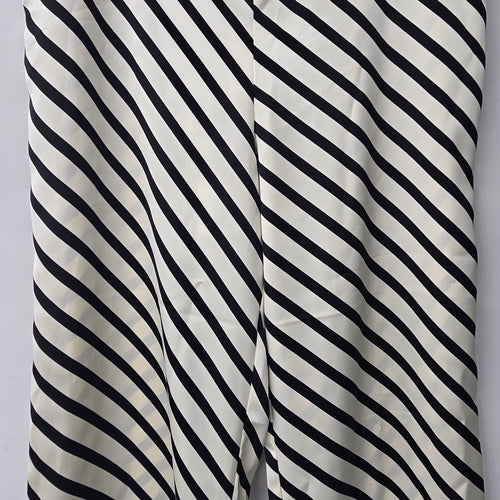 Maison d'Amelie Black & White Striped Silky Wide Leg Pants Size 3X