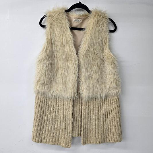 Ardene Cream Faux Fur Knit Vest Size M
