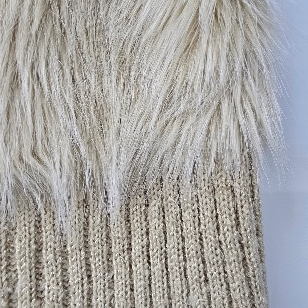 Ardene Cream Faux Fur Knit Vest Size M