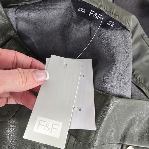 F&F Vegan Leather Gray Mini Skirt Size 10