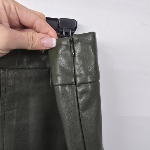 F&F Vegan Leather Gray Mini Skirt Size 10