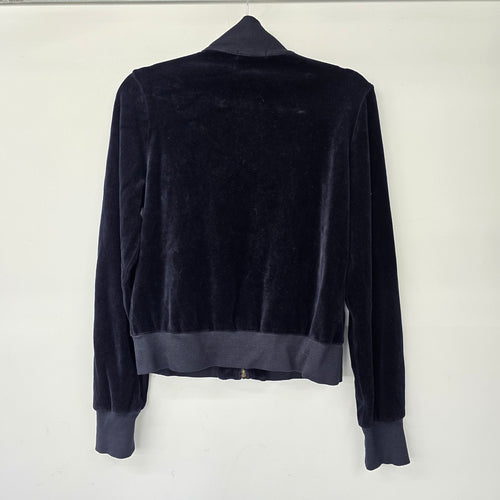 XCVI Black Velvet Ruched Front Zip Up Light Jacket Size M
