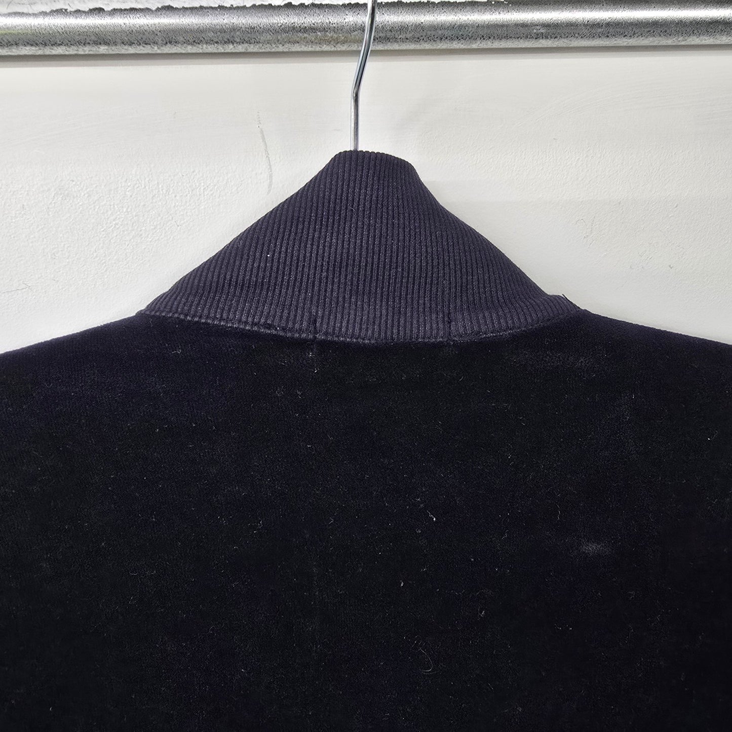 XCVI Black Velvet Ruched Front Zip Up Light Jacket Size M