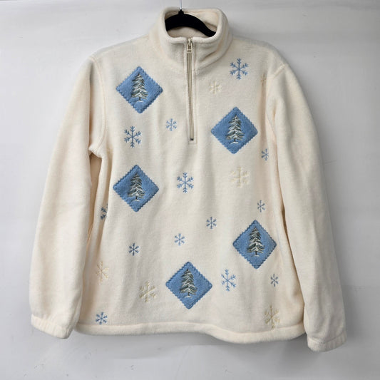 Northern Reflections White Snowflake Quarter Zip Jacket Size S