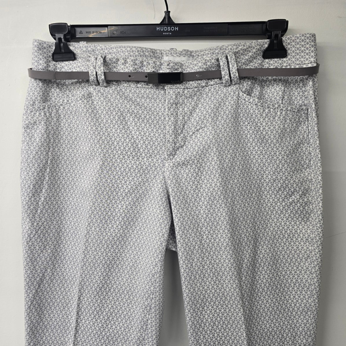 Calvin Klein Grey Printed Belted Dress Pants Size 10