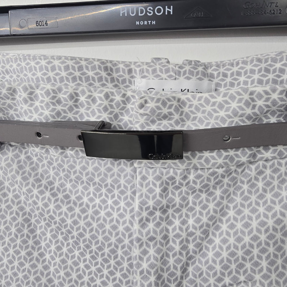Calvin Klein Grey Printed Belted Dress Pants Size 10