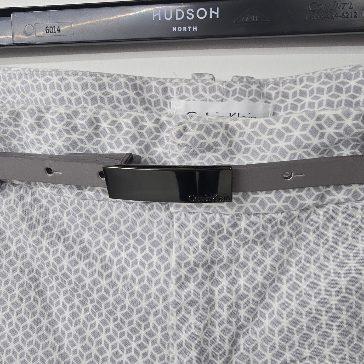 Calvin Klein Grey Printed Belted Dress Pants Size 10