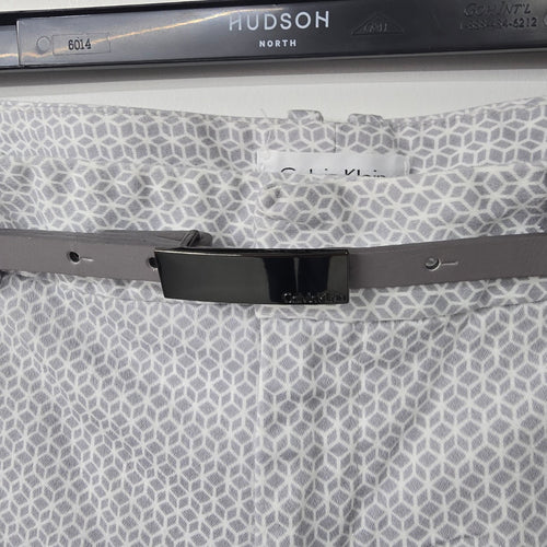 Calvin Klein Grey Printed Belted Dress Pants Size 10