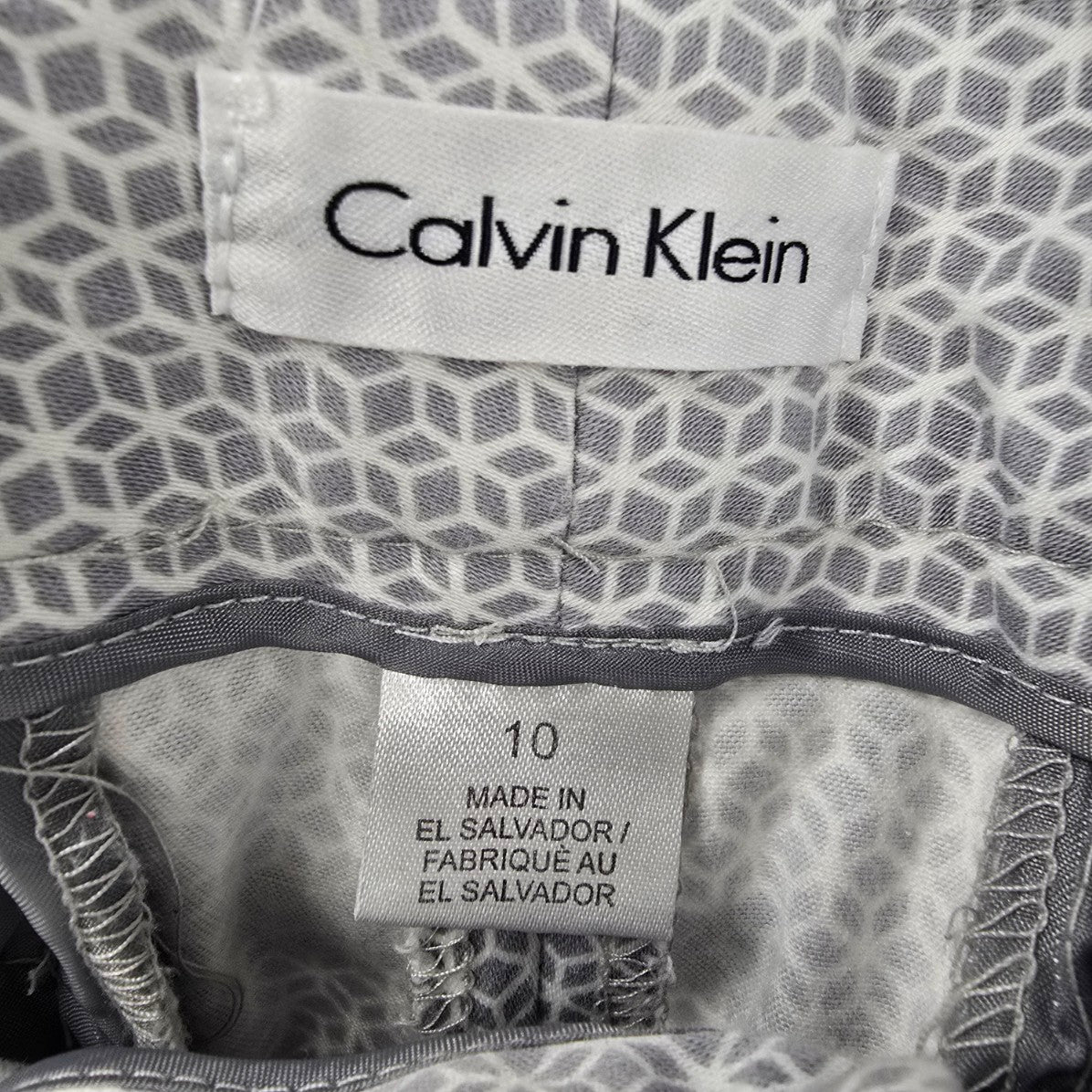 Calvin Klein Grey Printed Belted Dress Pants Size 10